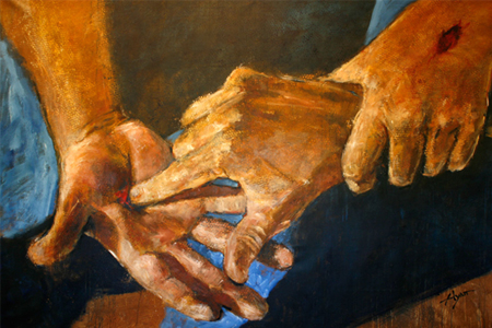 A joyful meeting, the Spirit received